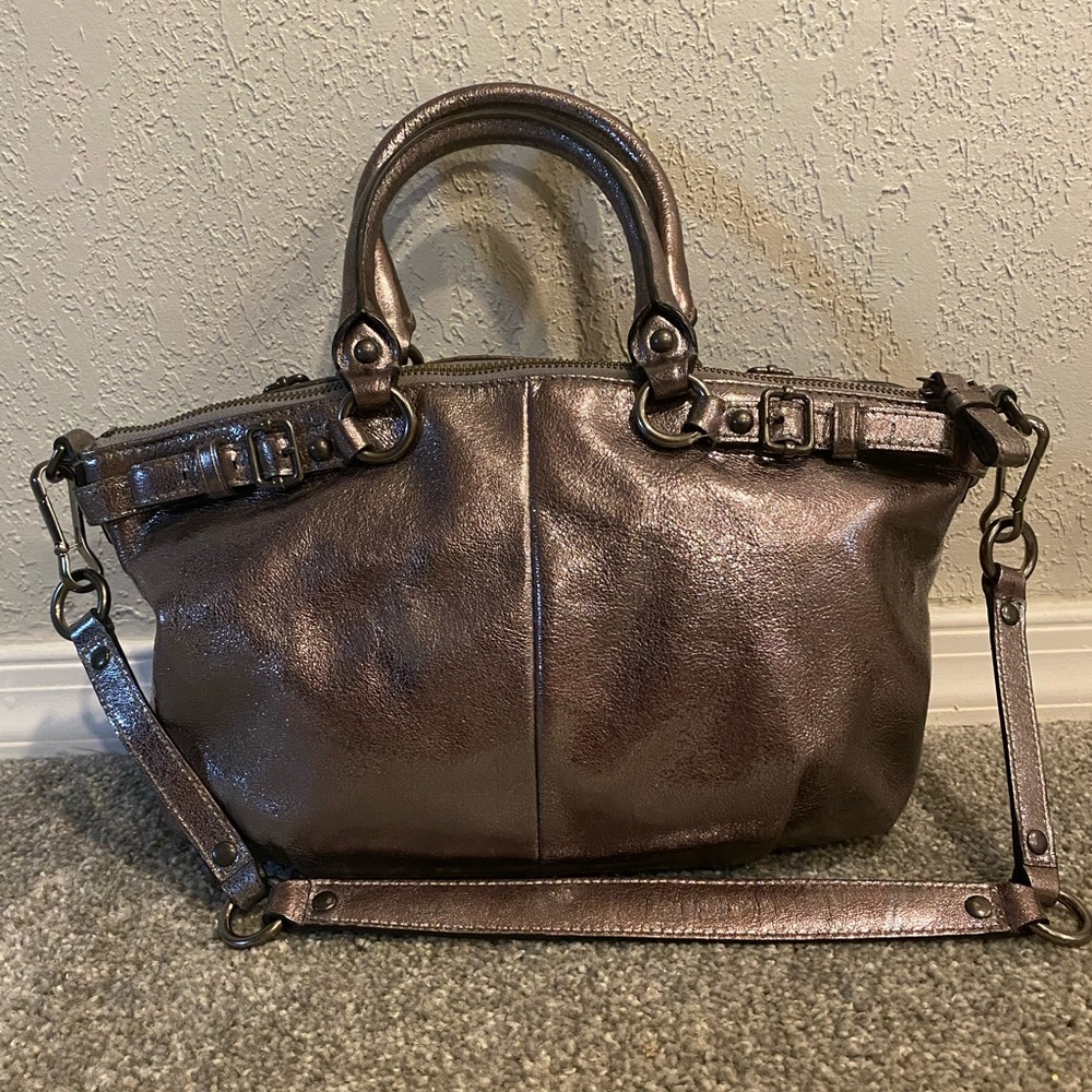 COACH Madison Metallic Leather Sophia Satchel - Picture 3 of 8